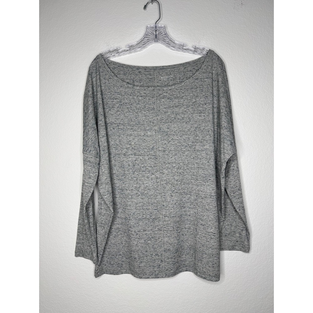 Athleta Grey Heather Space Dye Dolman Long Sleeve Top T Shirt Womens Size L
